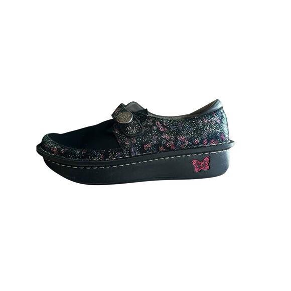 Alegria Dream Fit Dena black floral neoprene slip on shoes womens EU 36/ US 6 - Picture 7 of 12